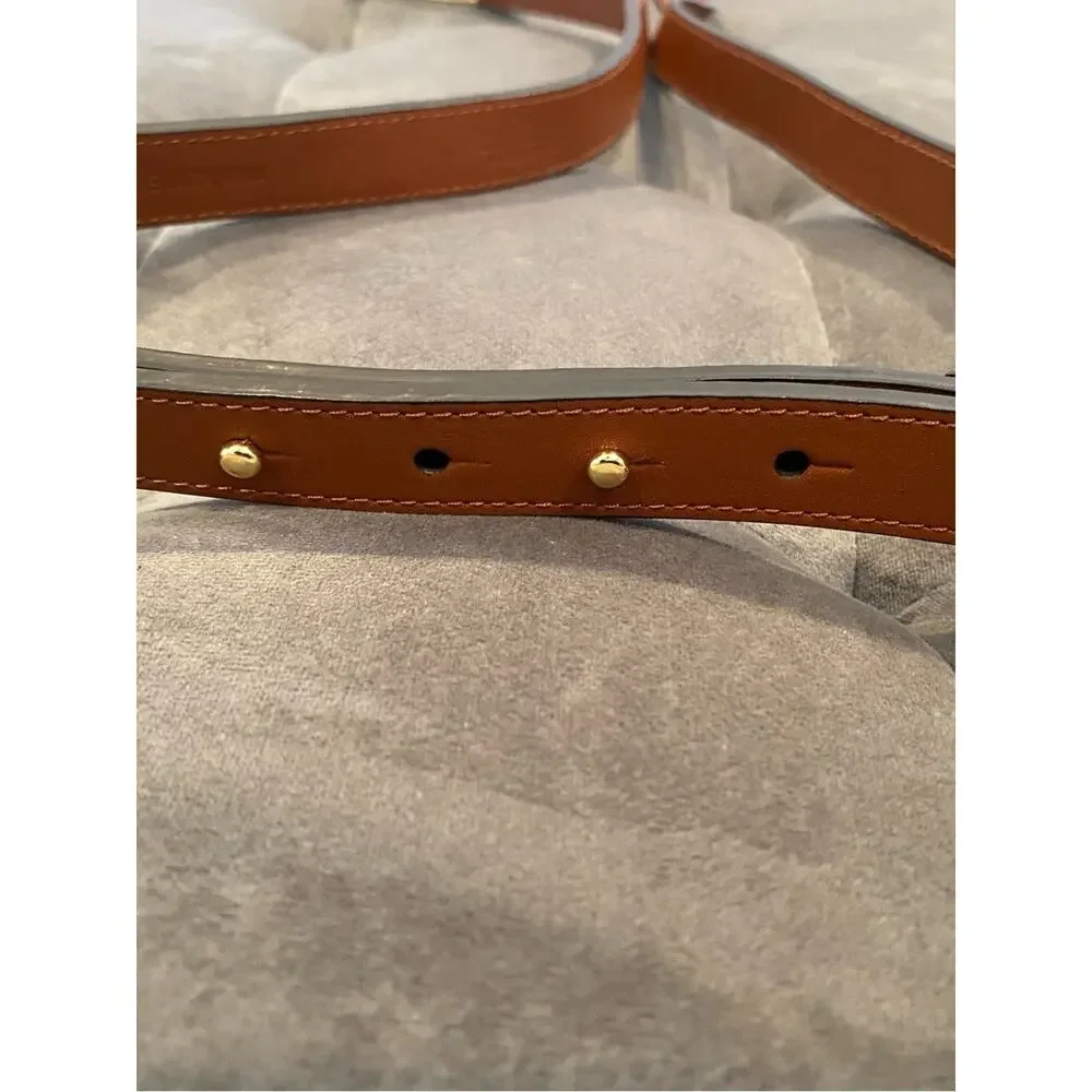 Lauren Ralph Lauren skinny brown Tan Belt With Gold Buckle lock XXXL 3XL